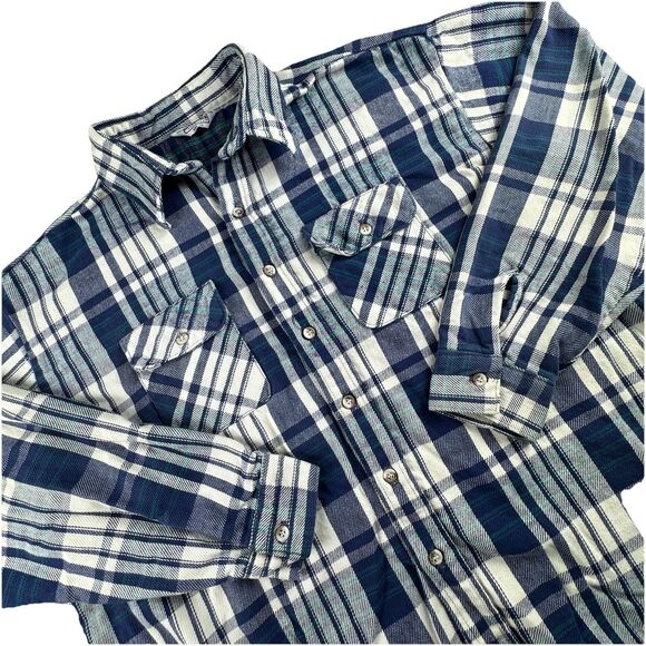 Vintage Five Brother Flannel Men 3XL Plaid Y2K Made In USA LS Shirt Pockets - Picture 1 of 7